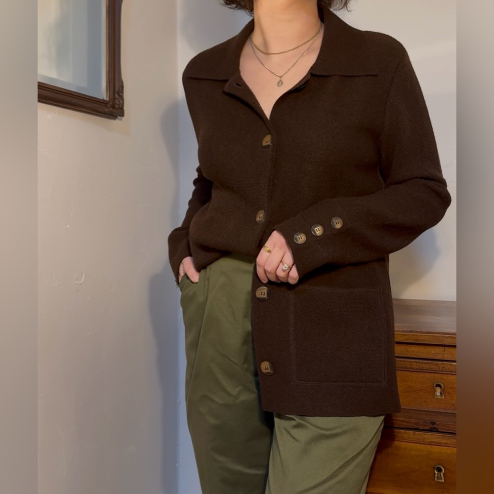 chocolate brown alpaca knit cardigan 🤎